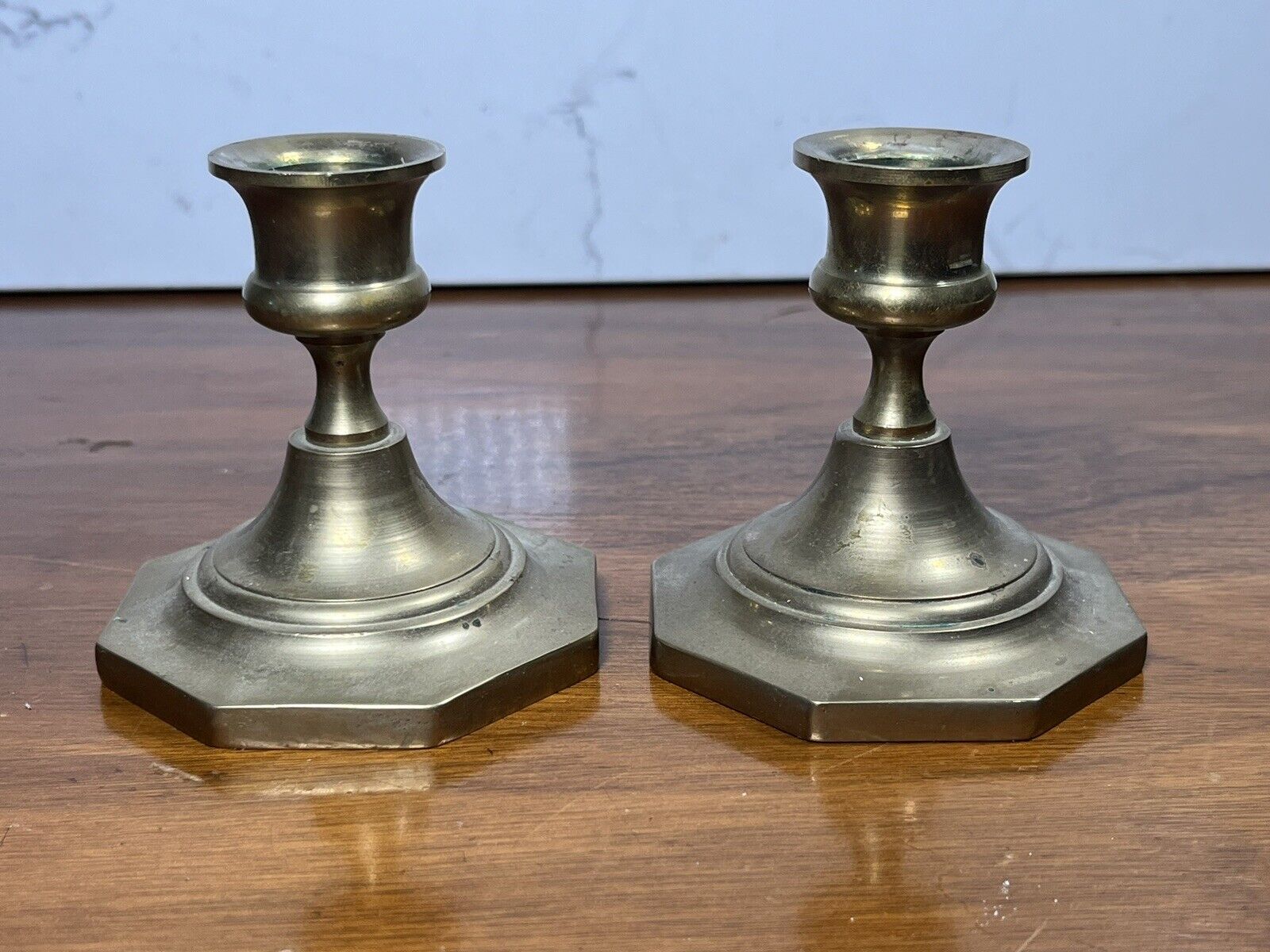 Pair of Small Vintage Brass Candlesticks Boho MCM Taper Candles
