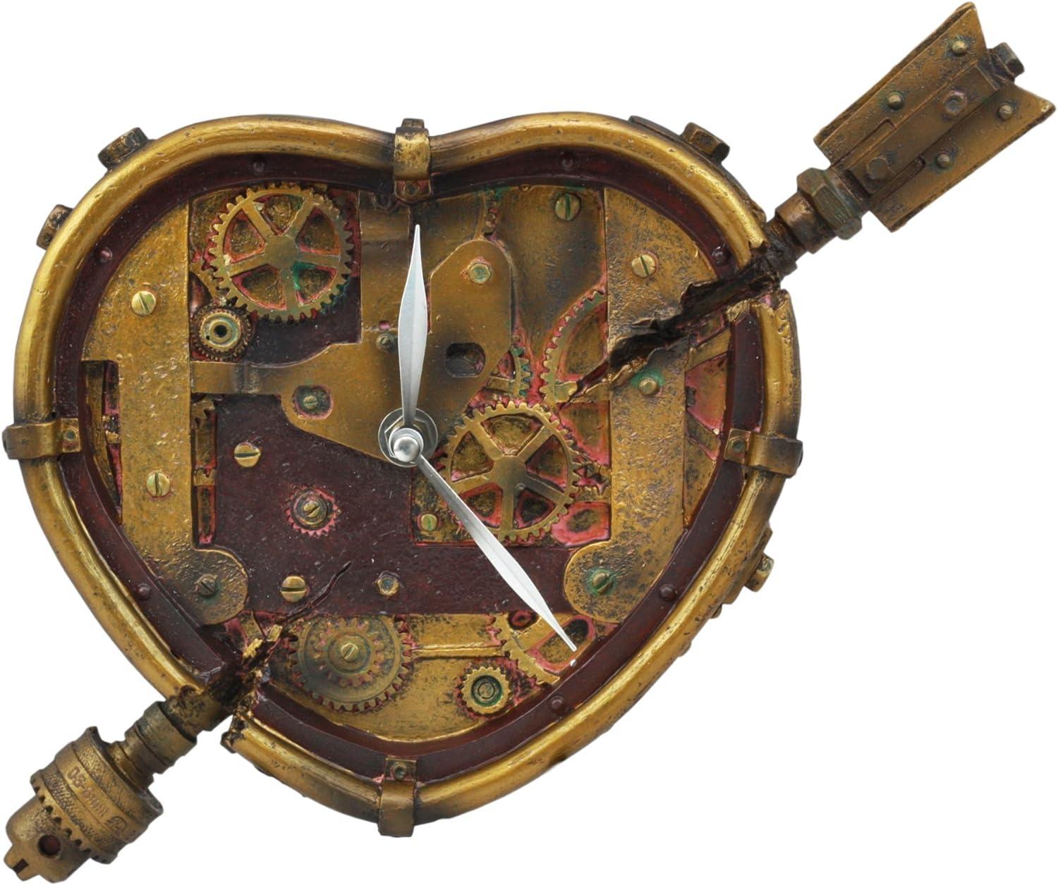 Ebros Steampunk Cupid Arrow Pierced Heart Decorative Wall Clock Figurine for Val