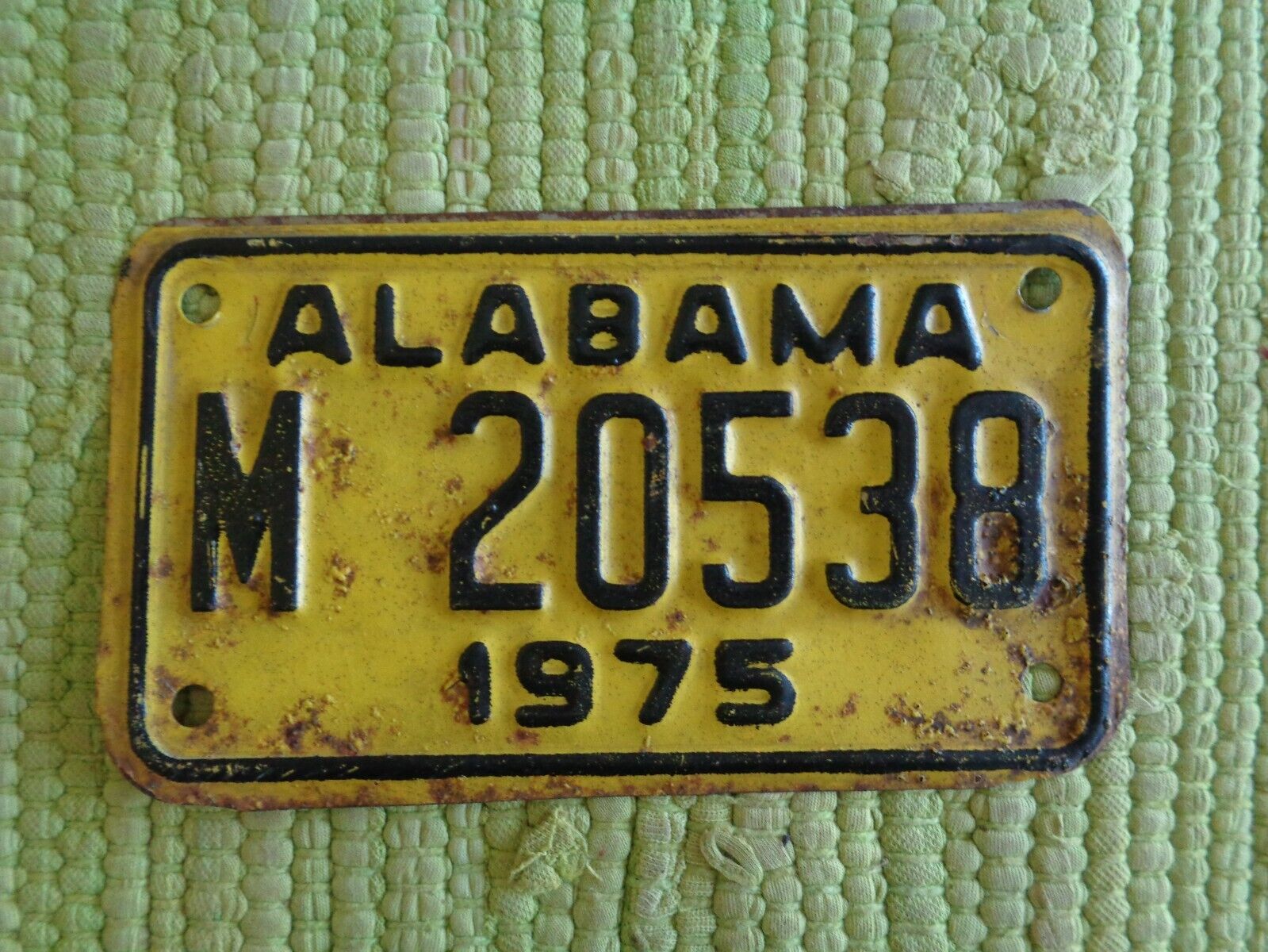 1975 Alabama MOTORCYCLE License Plate 75 AL Tag M20538
