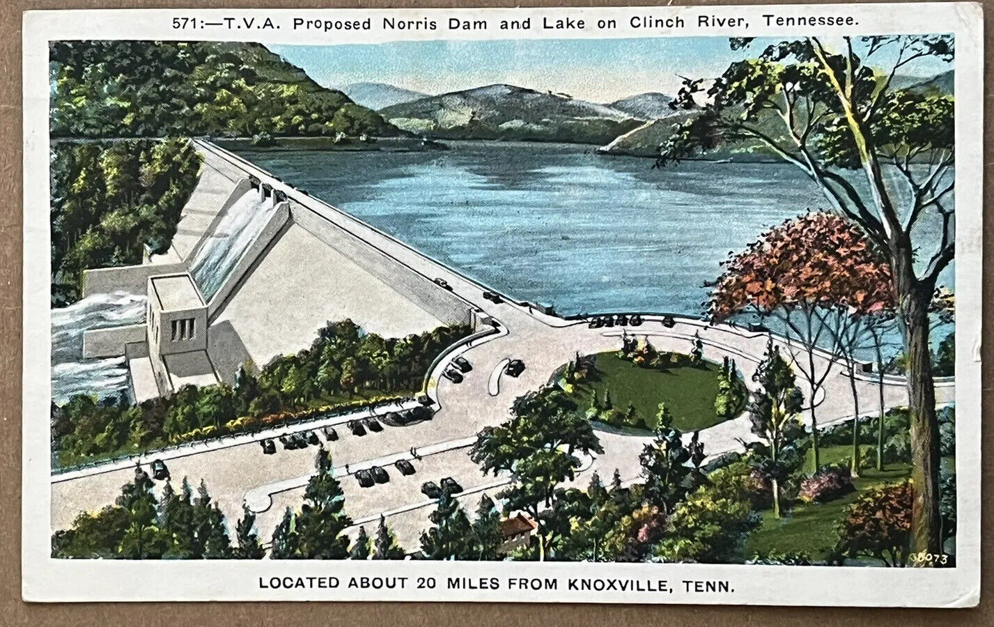 Knoxville Tennessee Norris Dam Lake Clinch River Postcard c1930