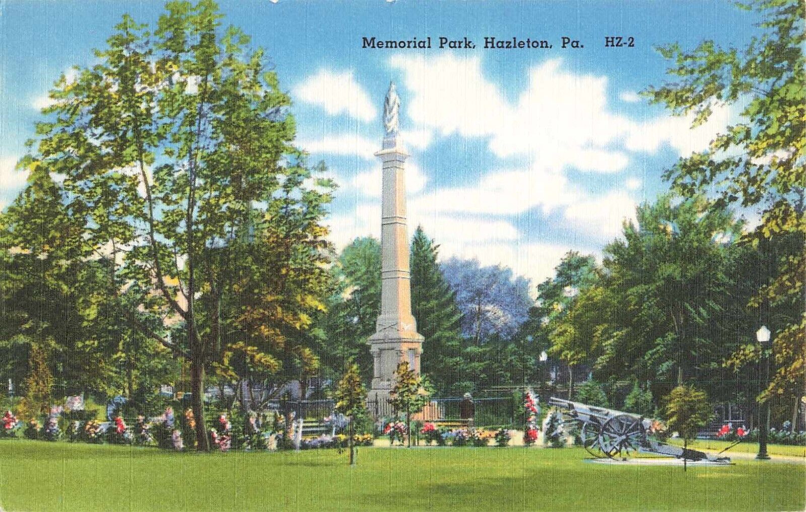 Postcard Memorial Park Hazleton, PA Linen Unposted HZ-2