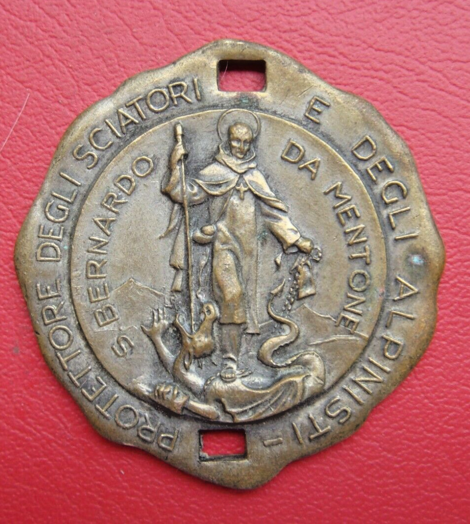 ST BERNARD OF MENTHON PROTECTOR OF HIKERS SKIERS AND MONTAIN CLIMBERS RARE MEDAL