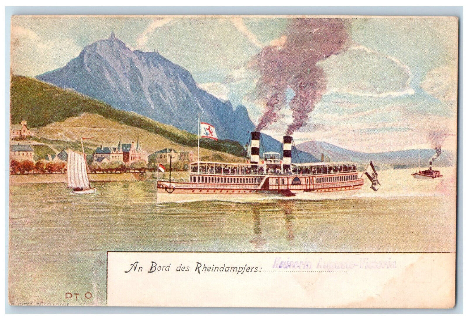c1905 On Board the Rhine Steamer Empress Auguste Victoria Antique Postcard