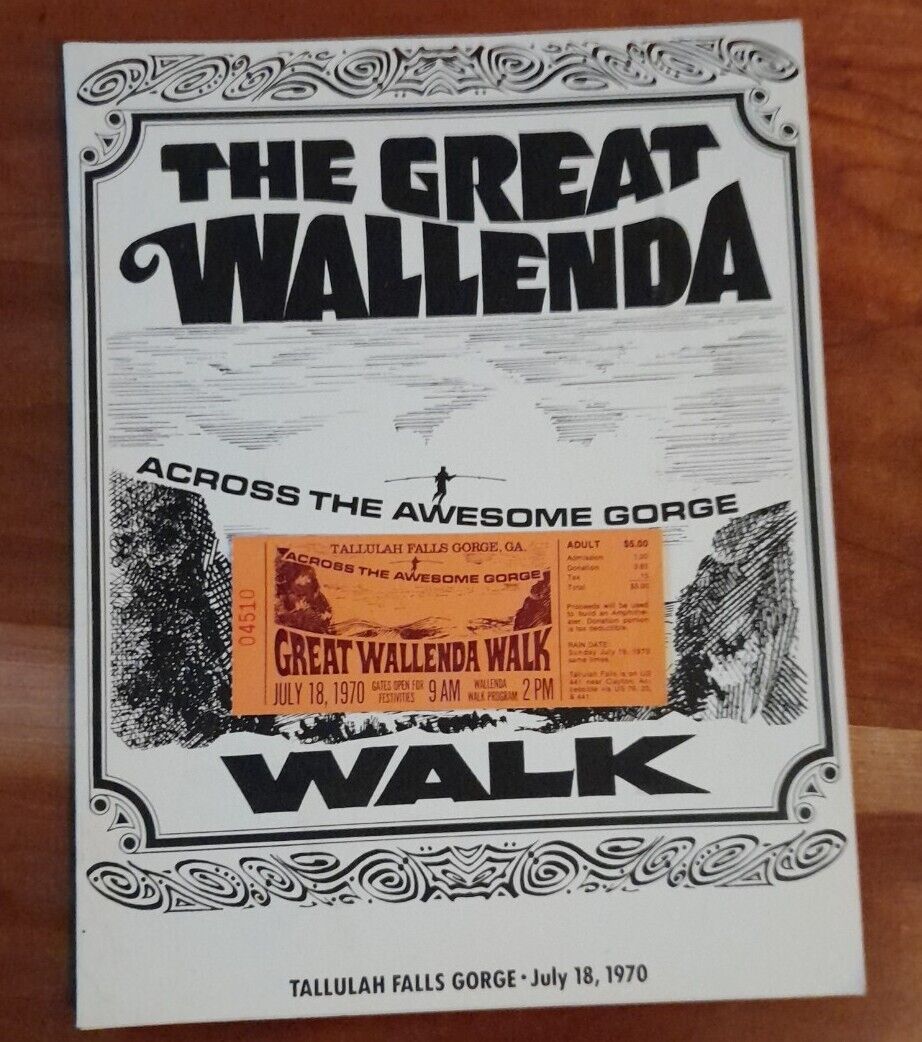 1970 The Great Wallenda Walk Across The Awesome Gorge Program & Ticket 