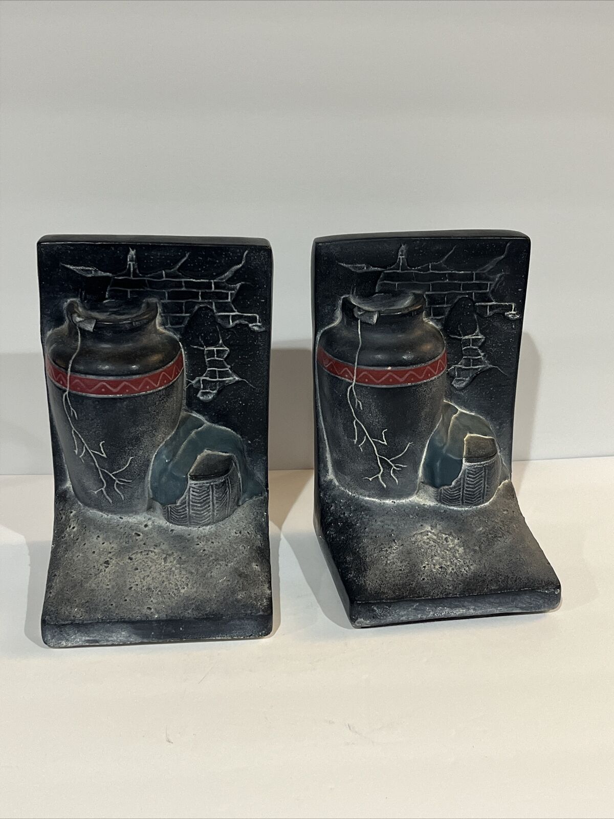 RARE Vintage South Western Pottery Vase Bookends By Ornamental Arts Inc Texas