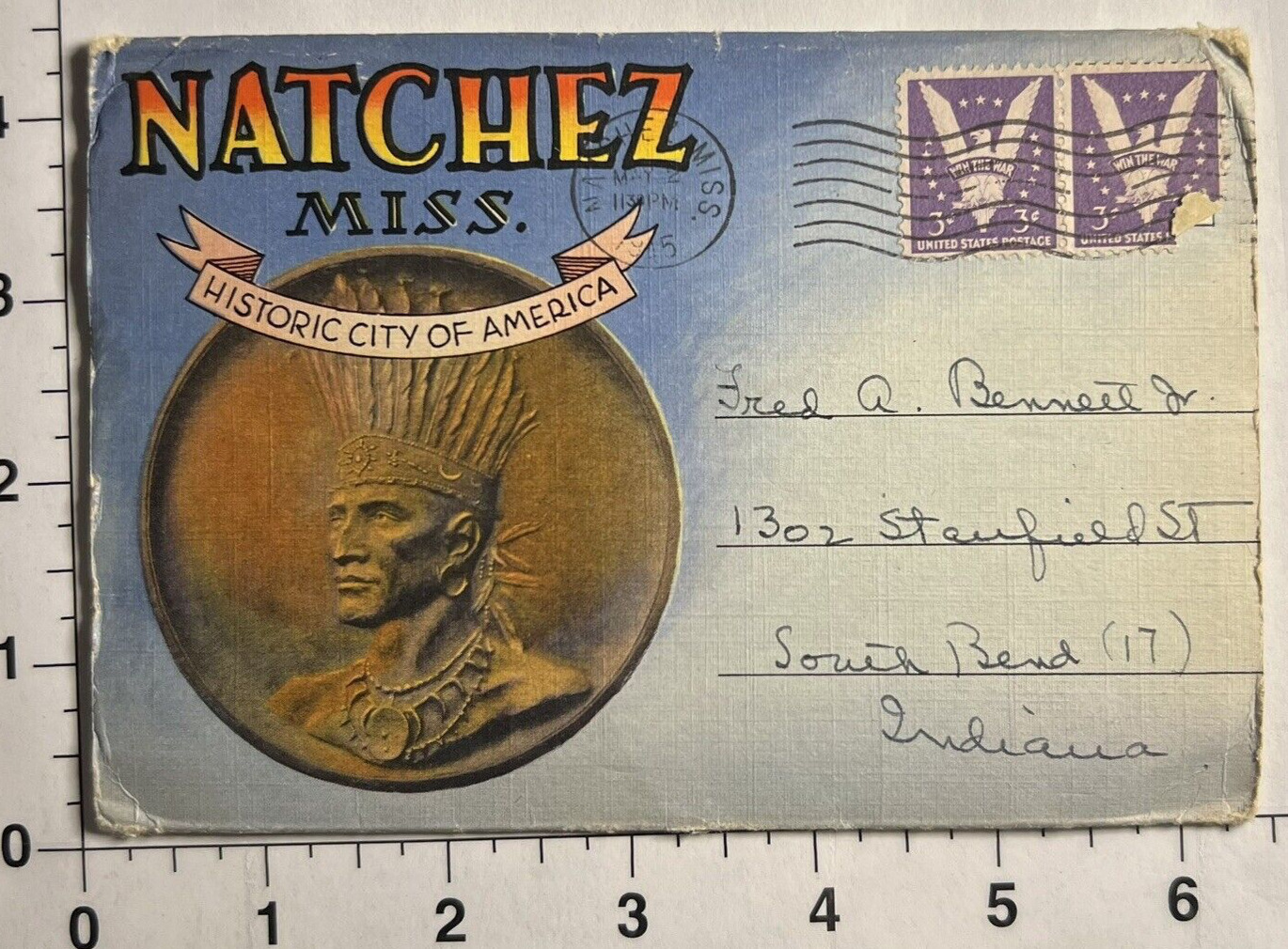 Historic Natchez Mississippi Antique 1945 Vintage Postcard Souvenir Folder