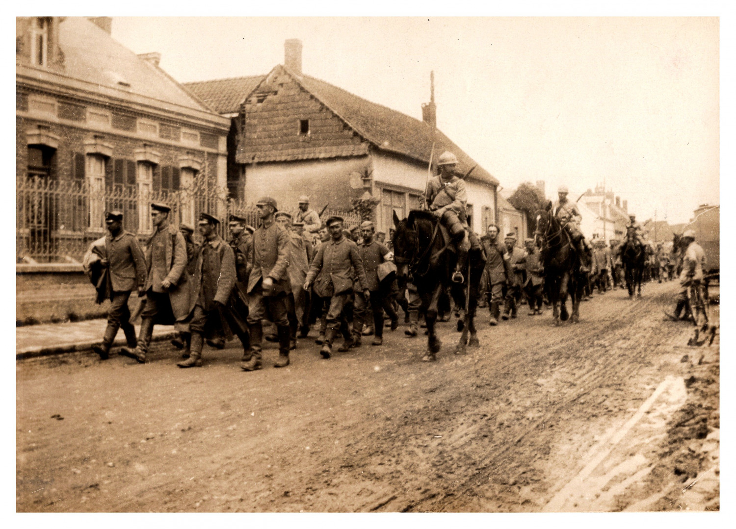 France, Somme Offensive, Prisoner Convoy Vintage Silver Print Tira