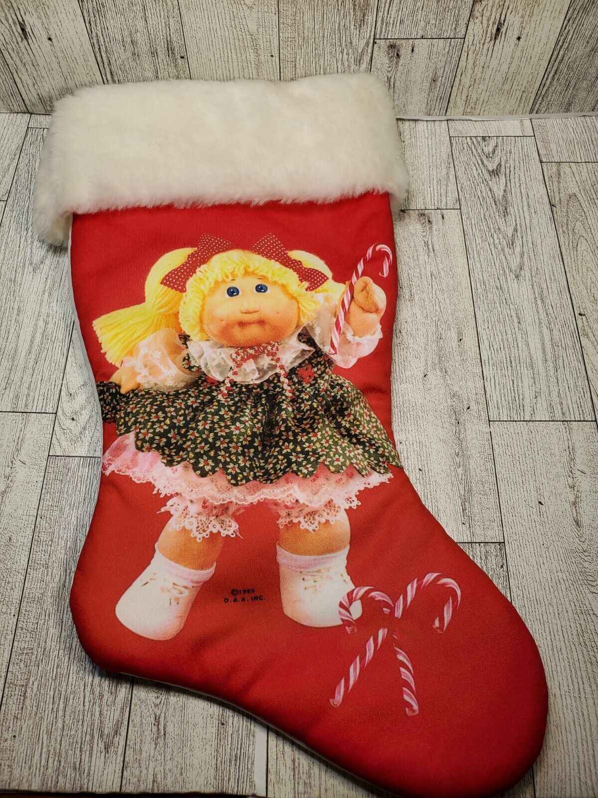 Vintage Rare Cabbage Patch Kids 1985 Christmas Stocking  Blonde Girl Candy Cane