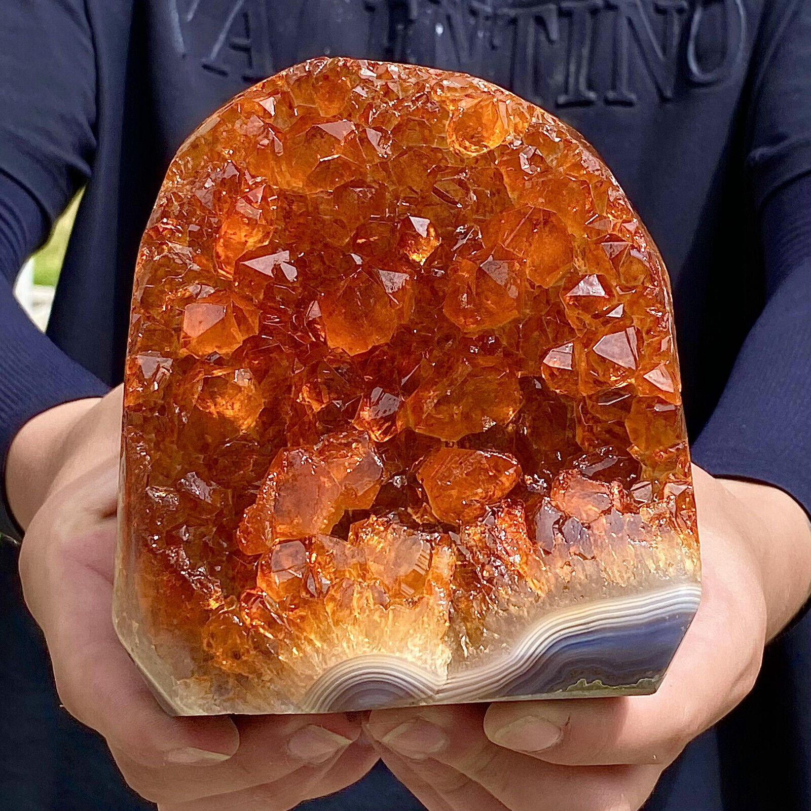 4.33LB Superb Yellow Citrine Crystal Cave Decor Stone Cathedral Geode Specimen