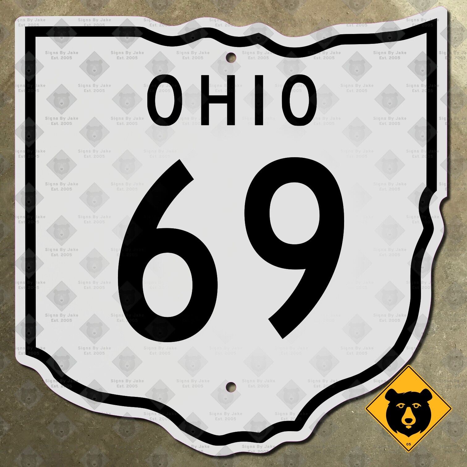 Ohio state route 69 highway marker road sign diecut map outline