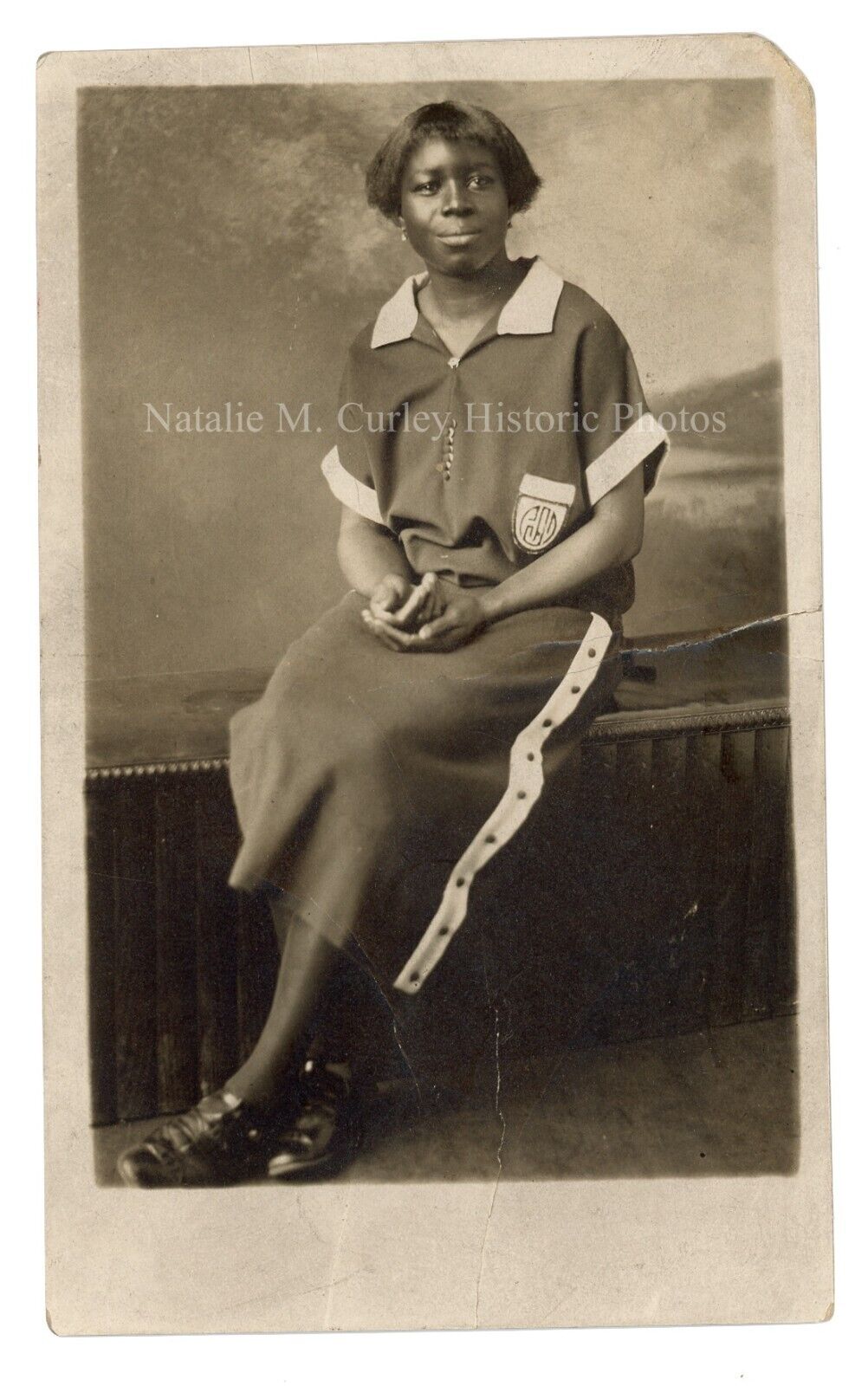 1930s African American Black Woman Sports Uniform Not RPPC Photo