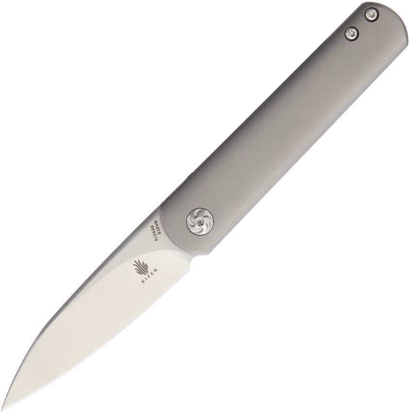 Kizer Feist Knife Gray Matte Titanium Handle CPM S35VN Plain Edge KI3499
