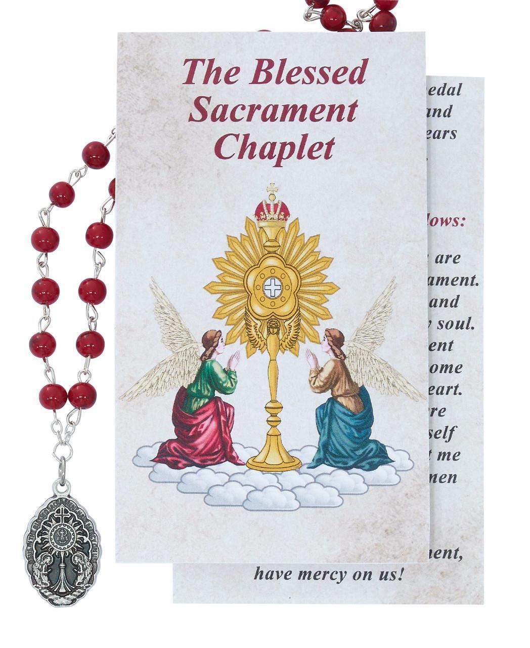 Blessed Sacrament Chaplet Comes with Card and Hang Bag