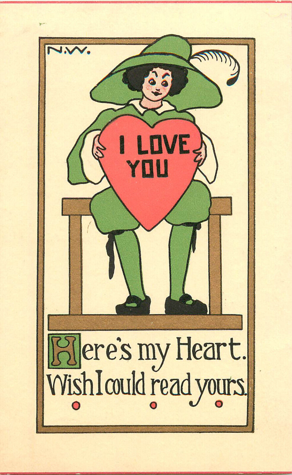 Rust Craft Postcard N.W. Romance I Love You Wish I Could Read Your Heart