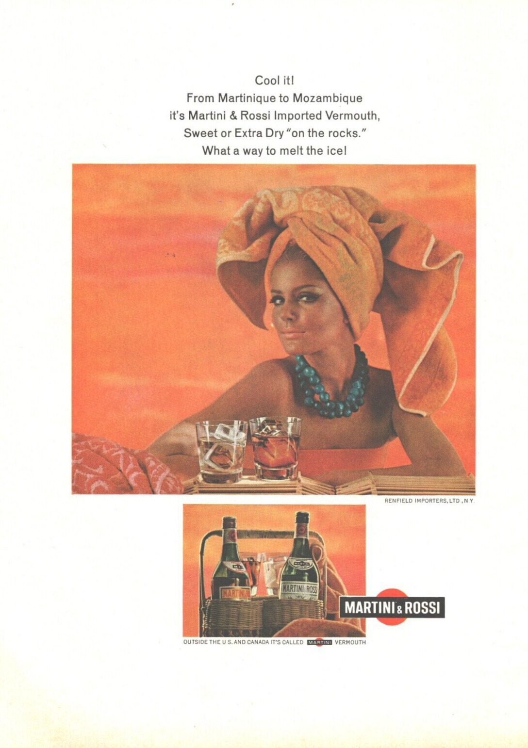 1966 Martini & Rossi Imported Vermouth Vintage Print Ad Lady Towel On Head