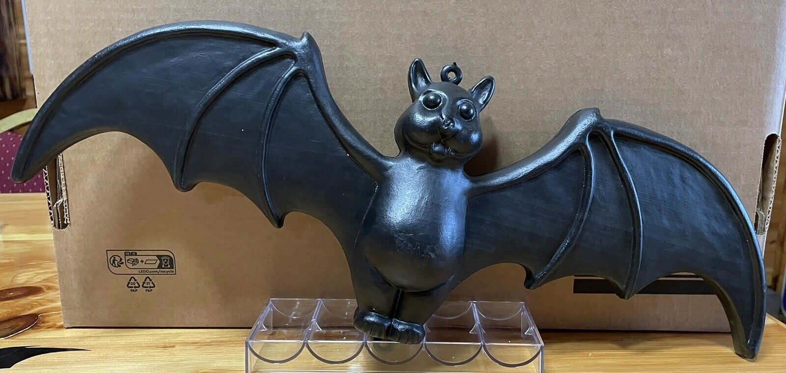 Vintage  Black Bat Blow Mold Don Featherstone Halloween Vampire 22” Hangable EUC