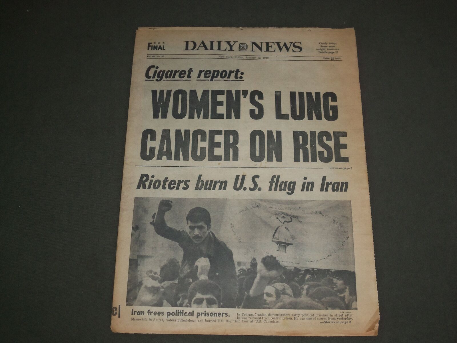 1979 JANUARY 12 NEW YORK DAILY NEWS - WOMEN'S LUNG CANCER ON RISE - NP 3046