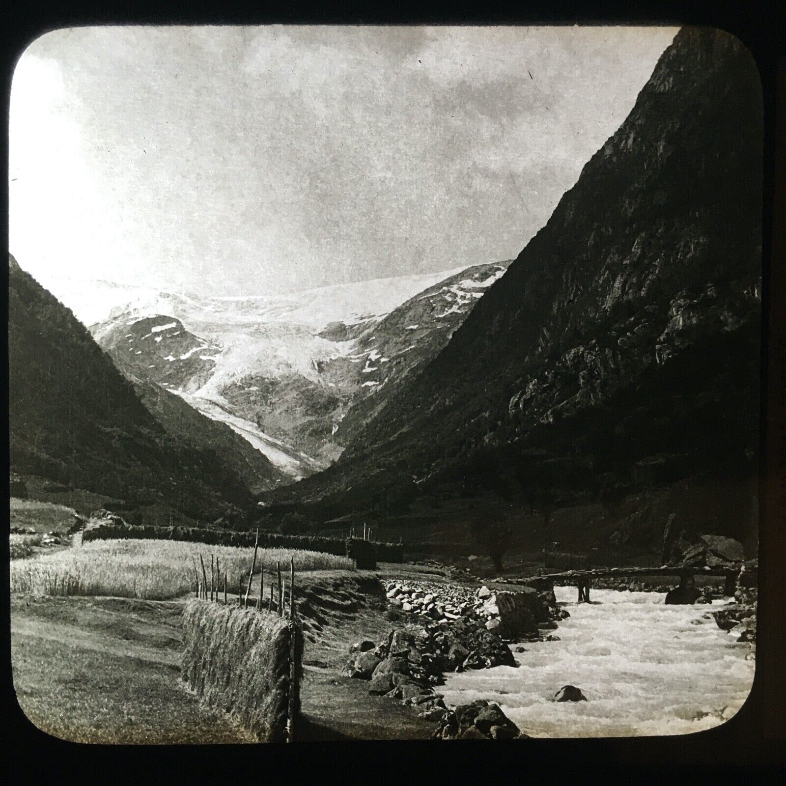 Jordal Valley with Glacier Beyond, Norway Magic Lantern Slide