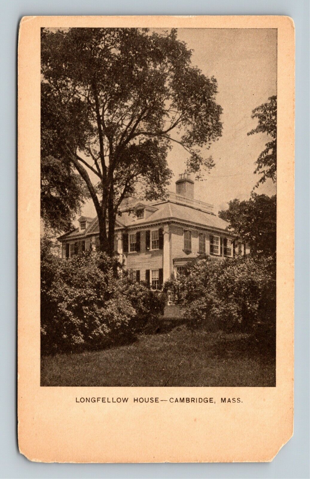 Cambridge MA-Massachusetts Longfellow House Vintage Souvenir Postcard