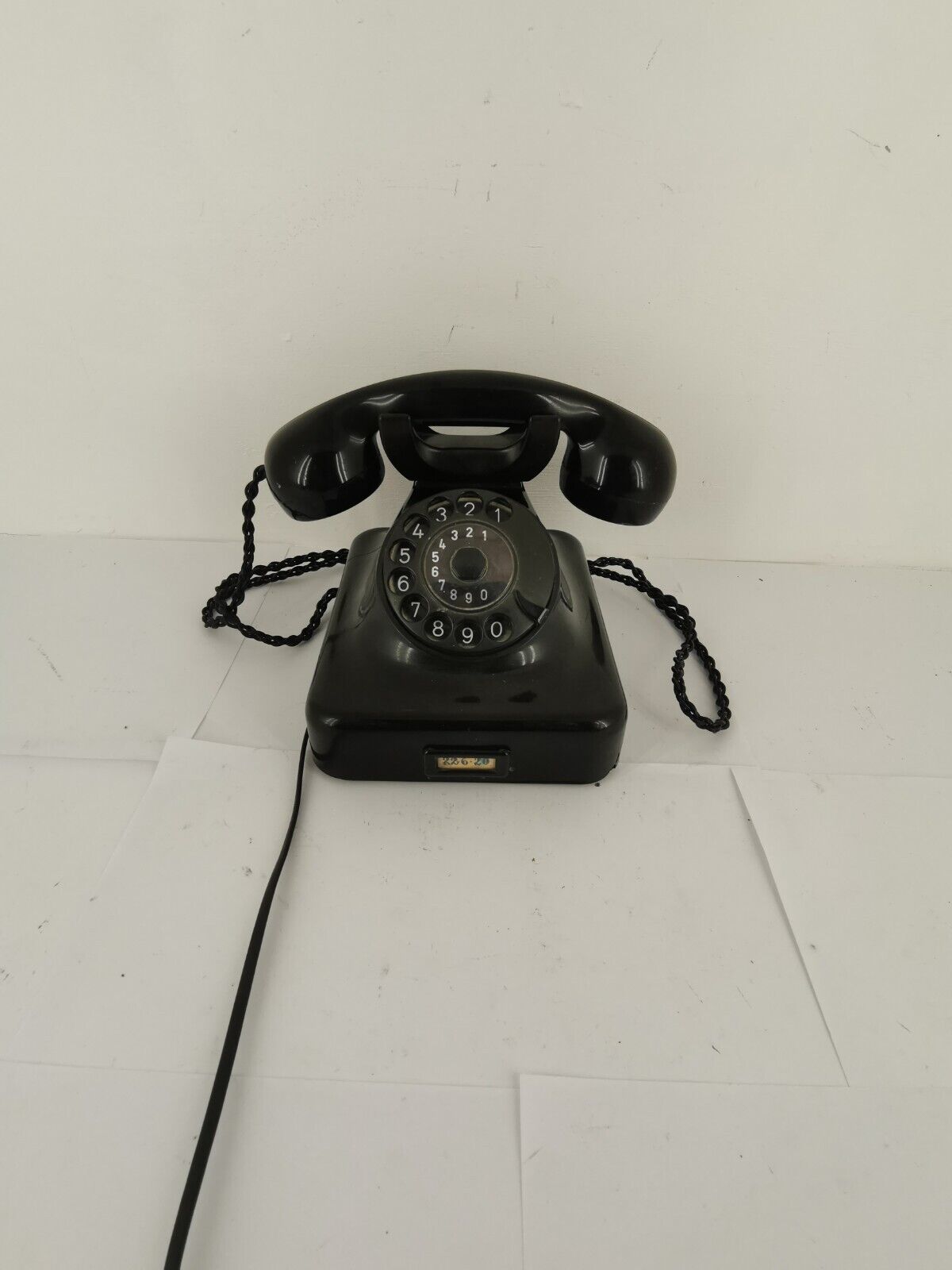 Siemens Vintage Desk Telephone Rotary, Germany 1970\'s Antique Black