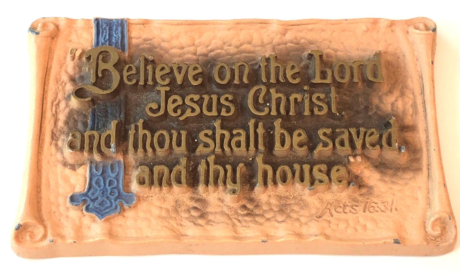1930 Zondervan Publishing Metal Plaque Similar to A.E. Mitchell Art Co Acts16:31