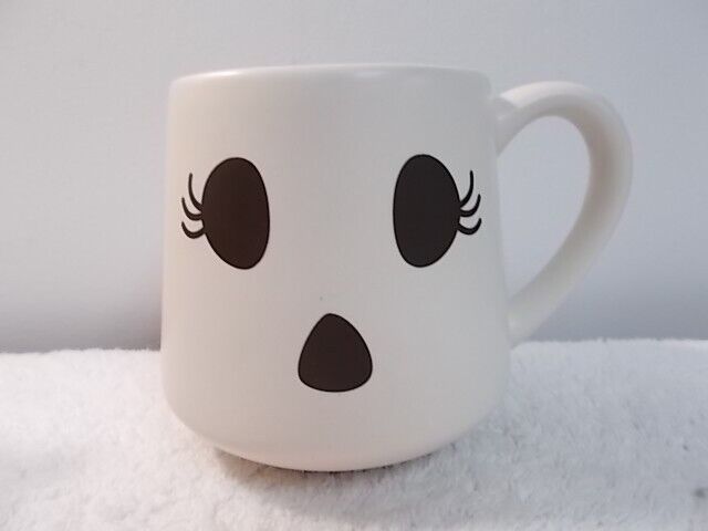 Halloween Cute White Ghost with Eyelashes Ceramic Coffee Tea Cup Mug