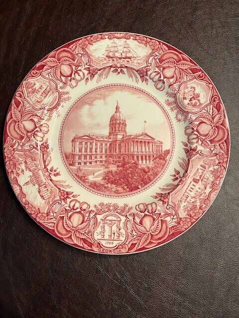 Georgia Historical Plate~Wedgwood Pink~Capital, Atlanta Georgia~10 3/8