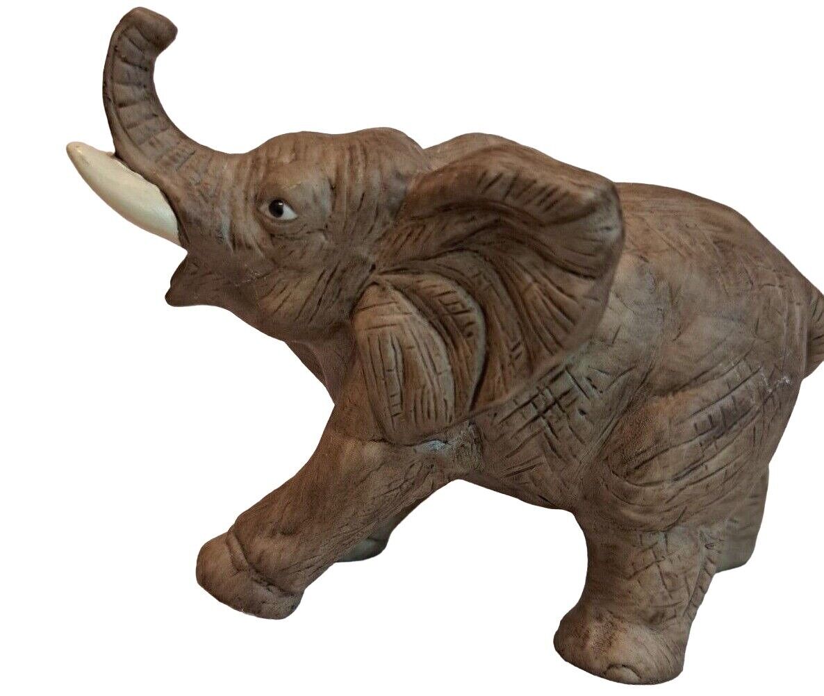 VTG Lefton 1989 07466 Elephant Figurine Standing Trunk Up Porcelain Pachyderm