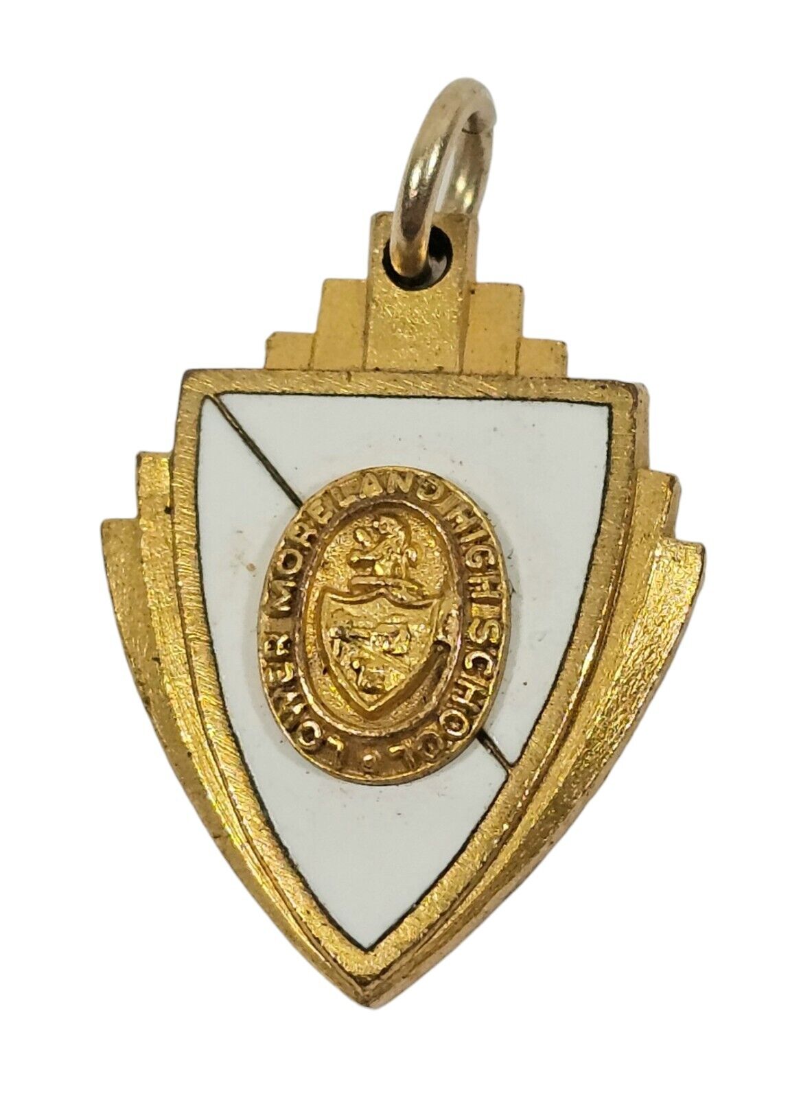 Vintage Lower Moreland High School Enamel Goldtone School Emblem Pendant