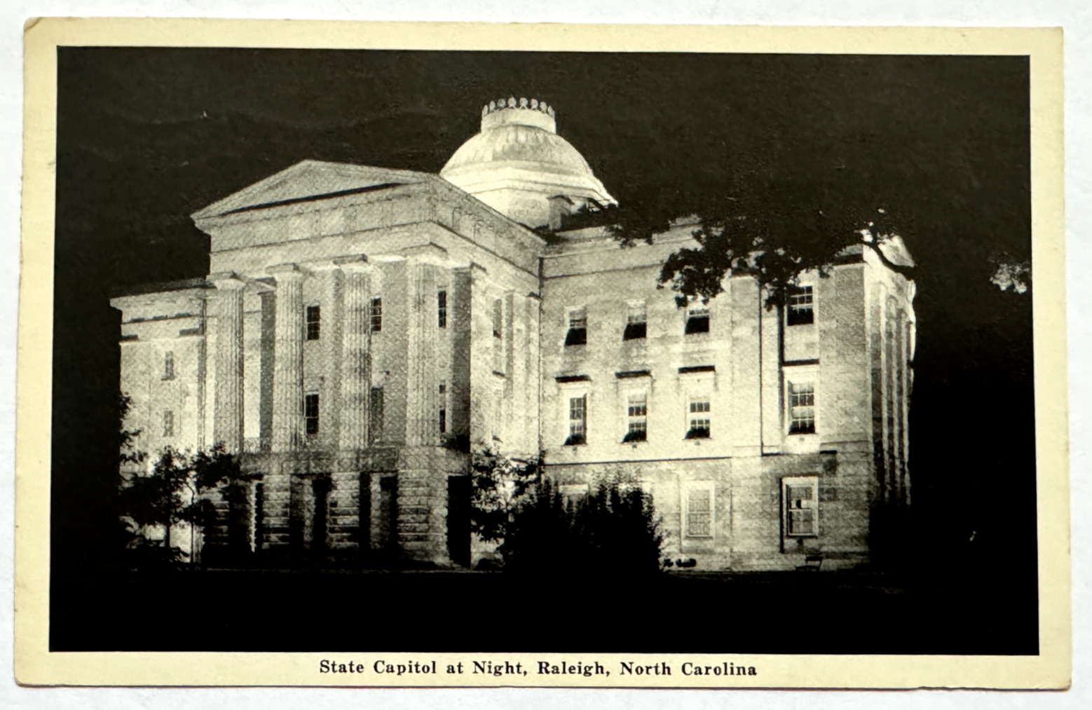 State Capitol Building at Night Raleigh North Carolina NC 1942 Vintage Postcard