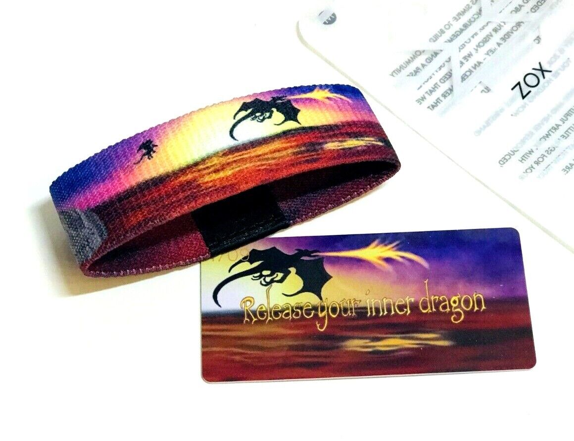 ZOX **RELEASE YOUR INNER DRAGON** Blue Blog Strap Small NIP Wristband w/Card