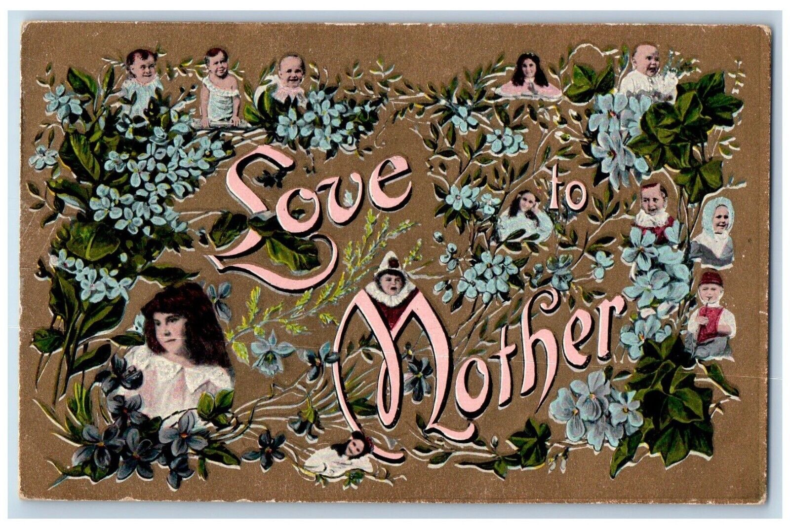 Owatonna Minnesota MN Postcard Love To Mother Childrens Flowers 1910 Antique