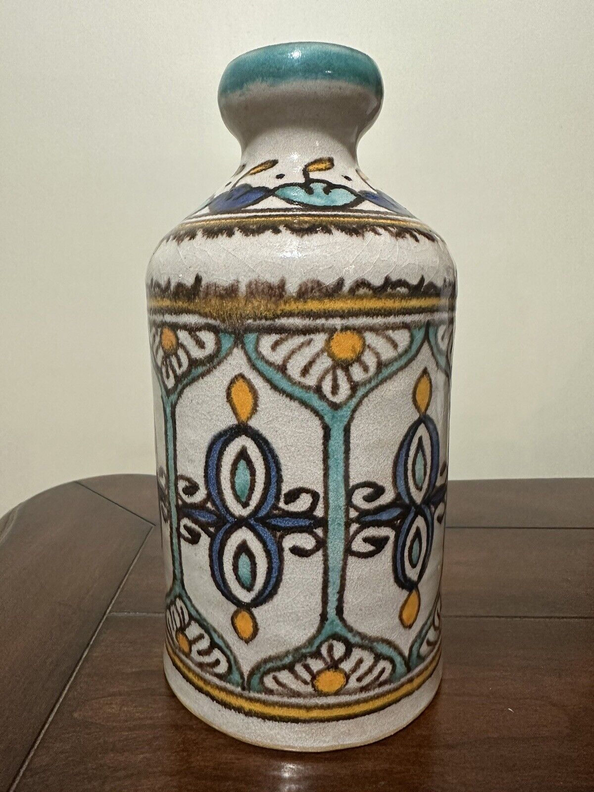 Vintage Morrocan Table Vase Moorish Traditional Design 8” Handmade Andalusian