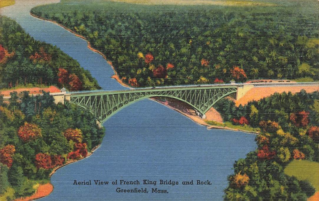 c1940 Aerial View French King Bridge And Rock Greenfield MA P469