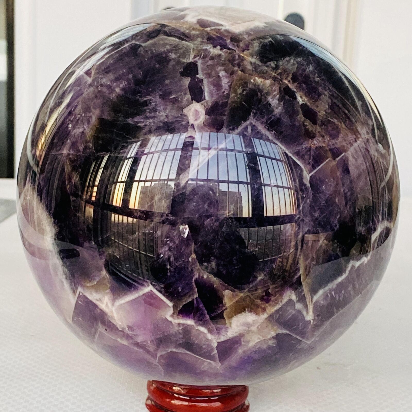 2480g Natural Dream Amethyst Quartz Crystal Sphere Ball Healing