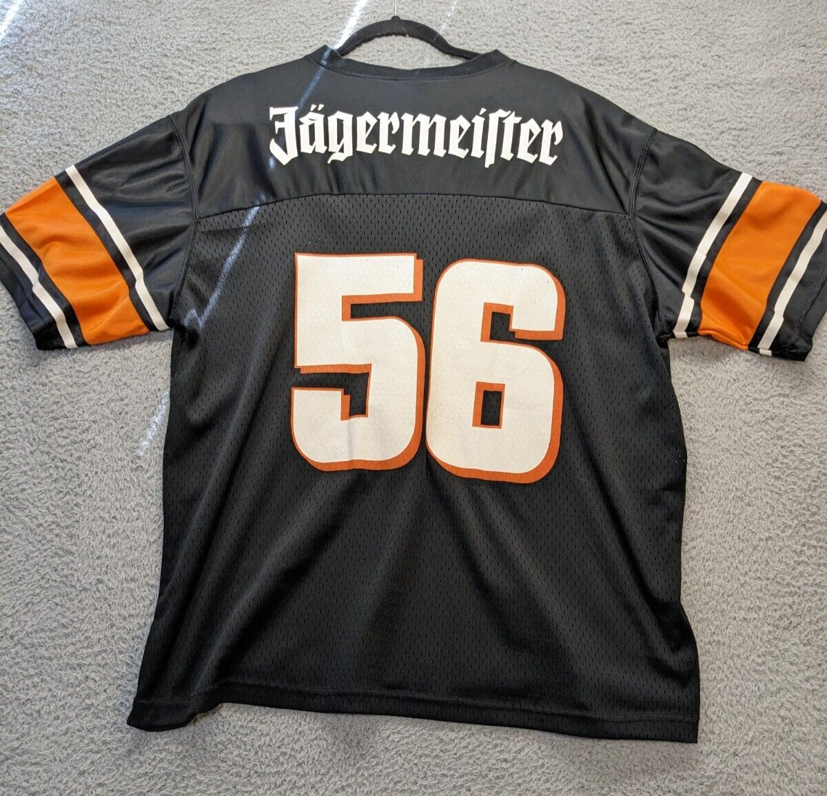 Jagermeister Men's Football Jersey #56 Black Orange Short Sleeve Size Large