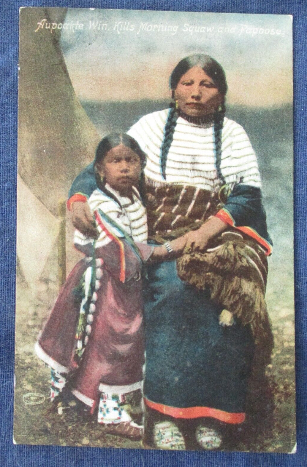 ca1910 Aupoakte Win. Kills Morning Indian Woman & Child Postcard