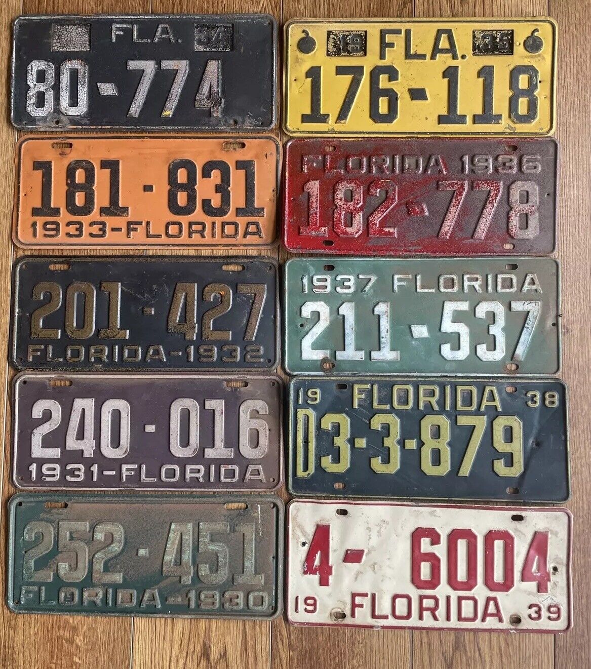 Florida License Plate Set 1926-1975 Complete 49 Year FL Lot 48 Plates & 43 Tag
