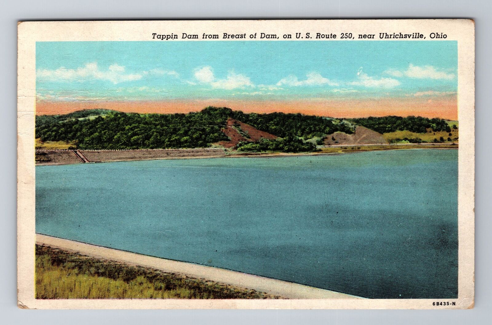 Uhrichsville OH-Ohio, Tappin Dam From Breast, Antique, Vintage c1948 Postcard