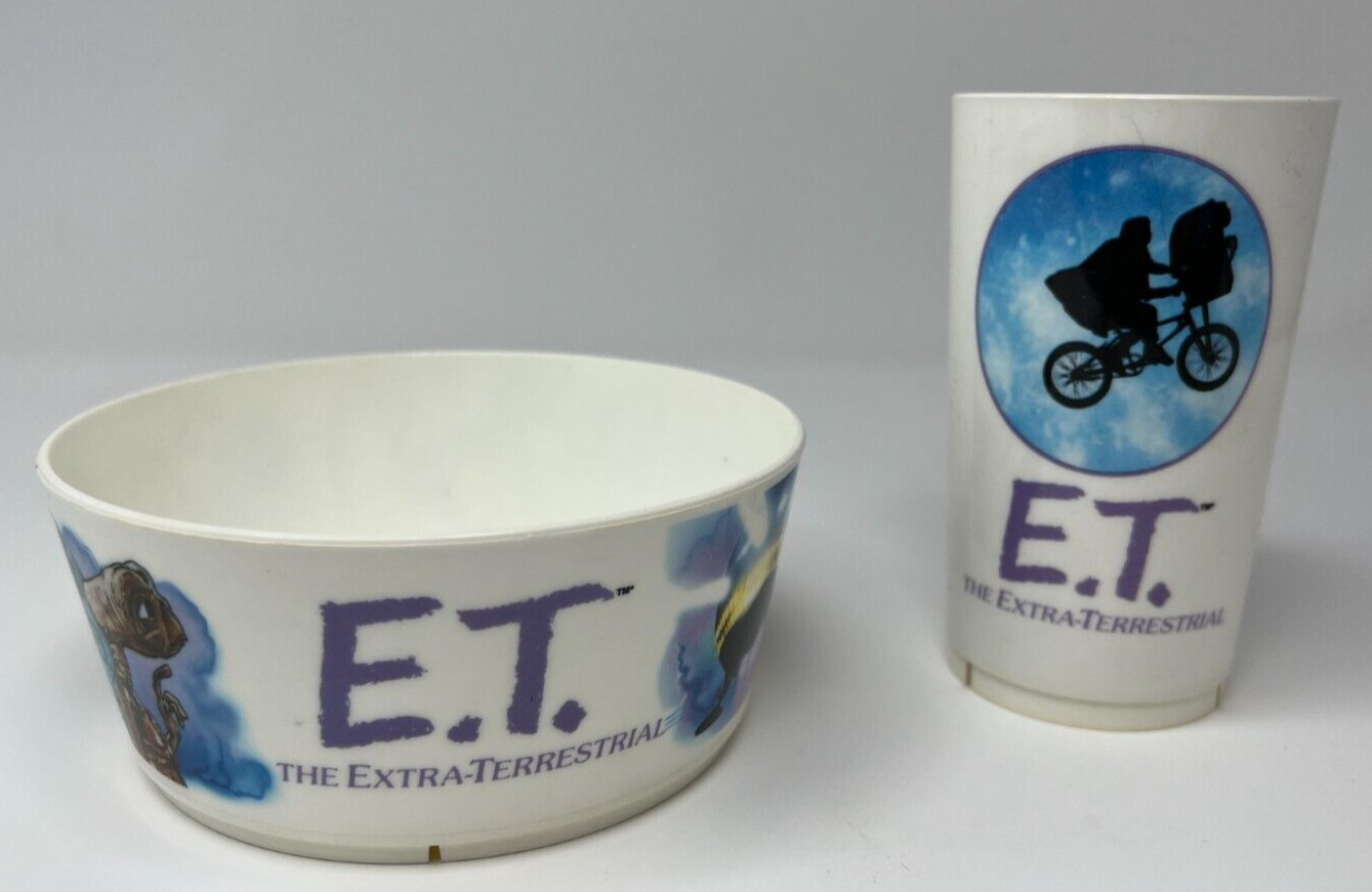VTG 1982 Universal City Studios E.T. Child\'s Collectible Cup & Bowl Deka Plastic