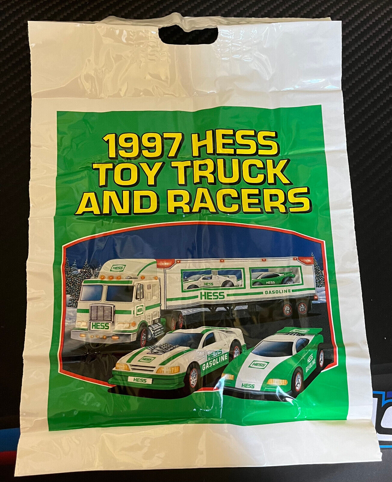 Vintage 1997 HESS Toy Truck and Racers Bag (New)