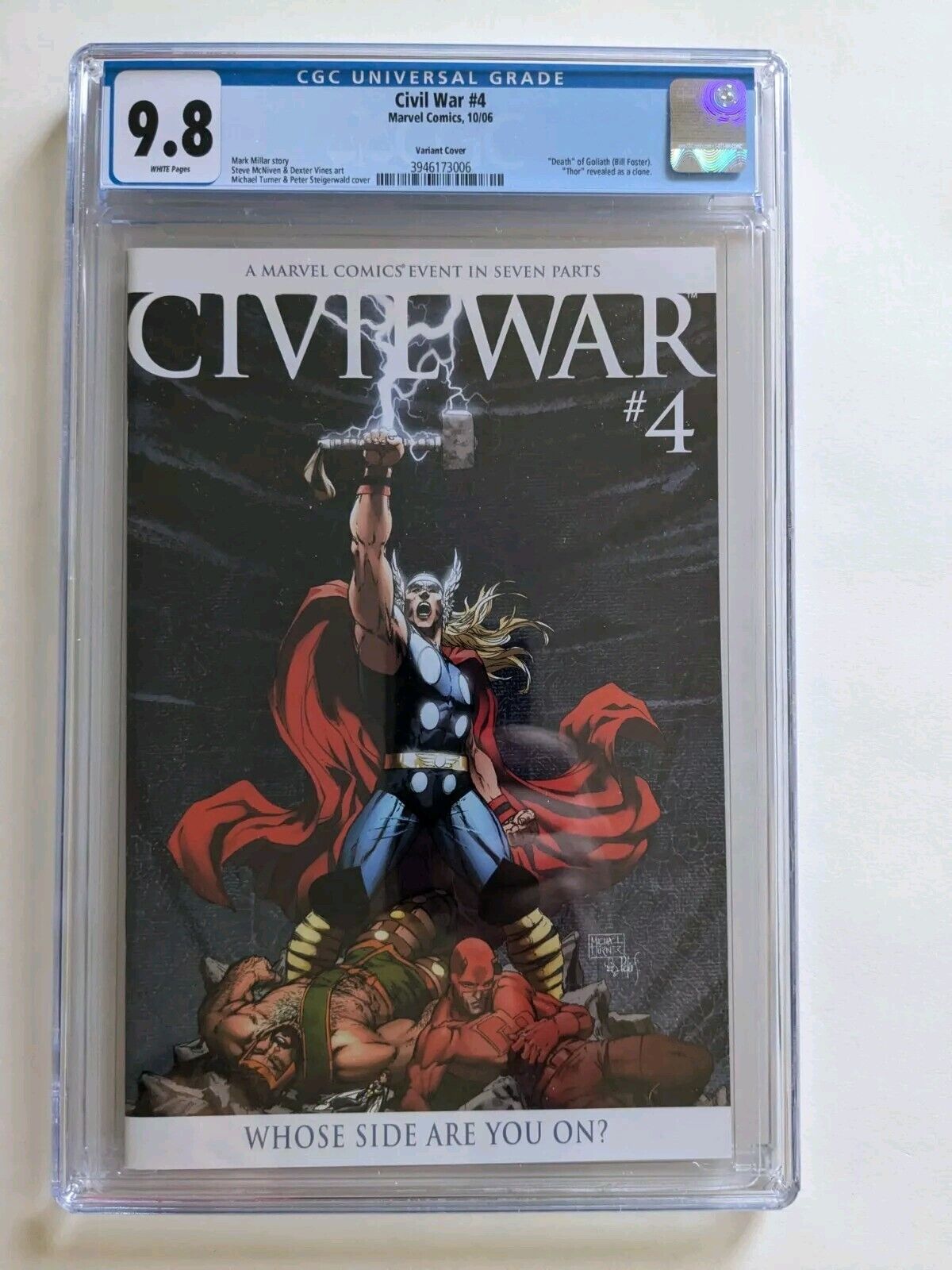 Civil War #4 Comic Book - CGC 9.8 Rare Turner Variant Cover