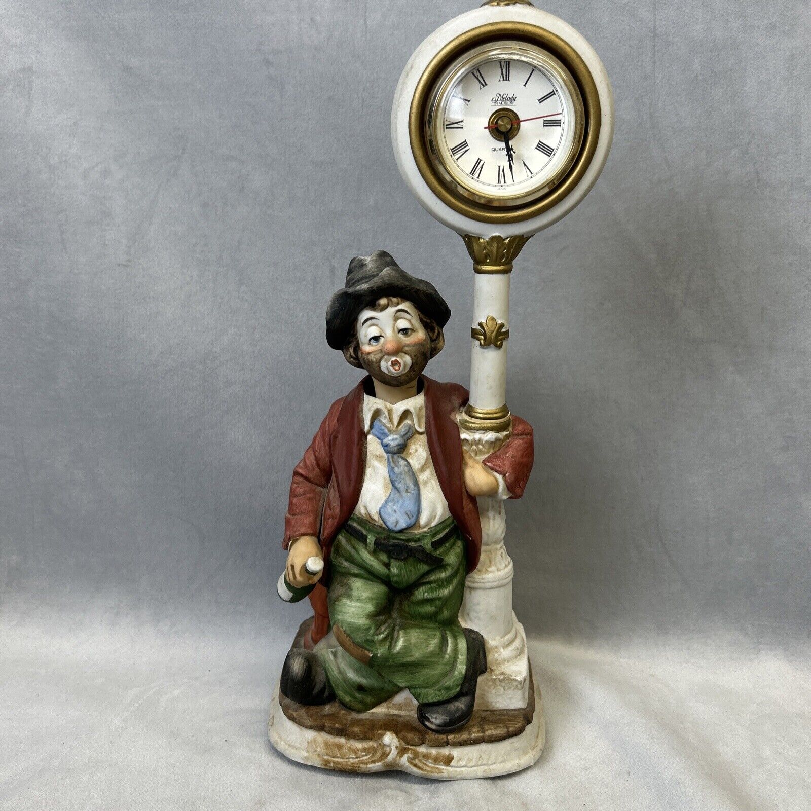 Melody In Motion Clock Whistling Willie Working Clock Clown Hand Painted Moves