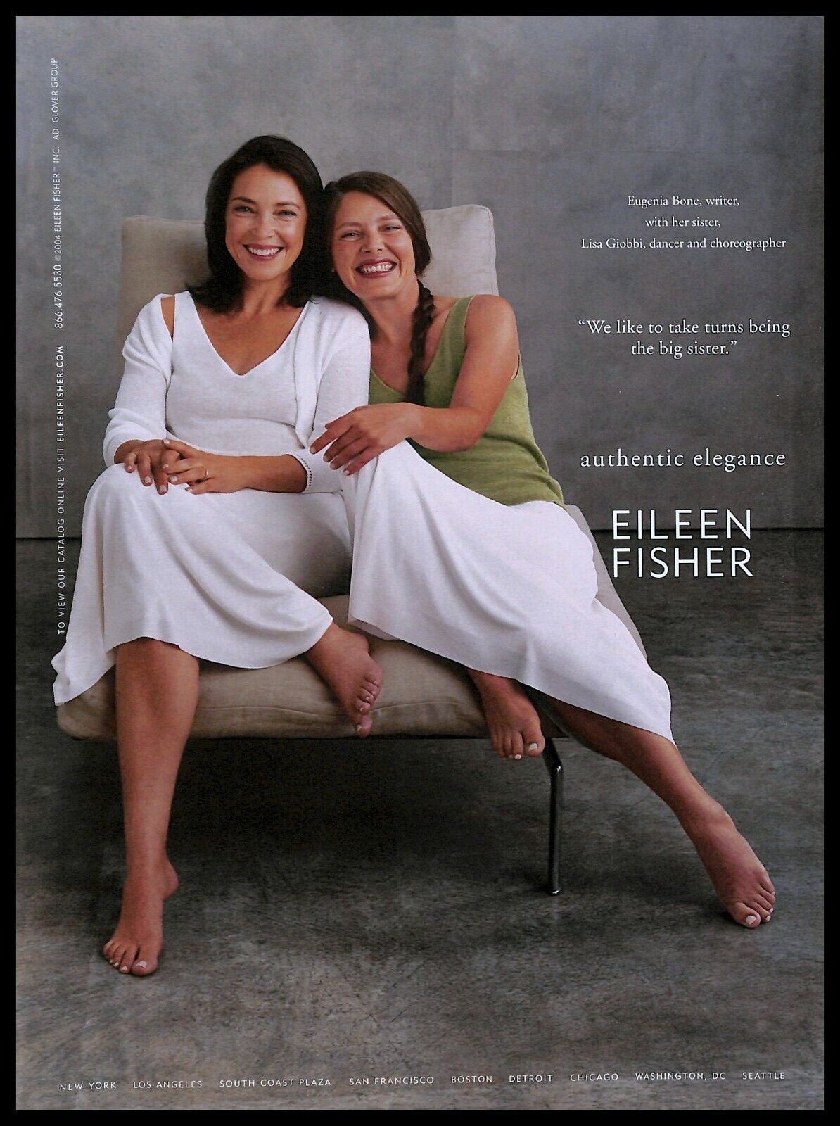 2004 Eileen Fisher Clothing PRINT AD Authentic Elegance Sisters Eugenia Bone