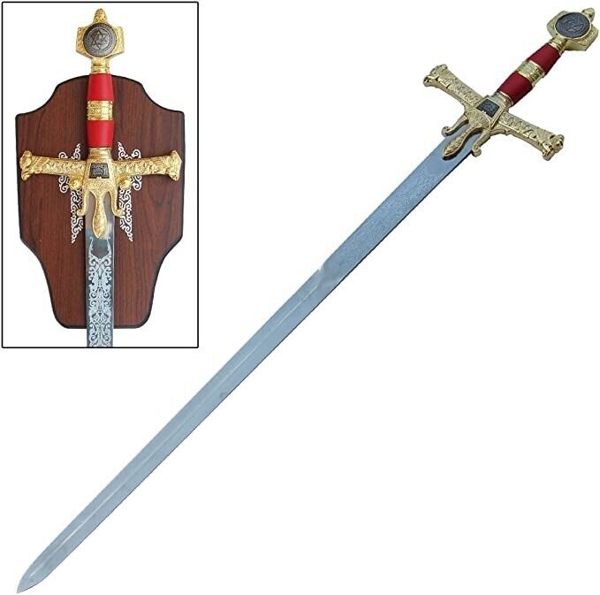 King Solomon Red Great Sword with Display Plaque