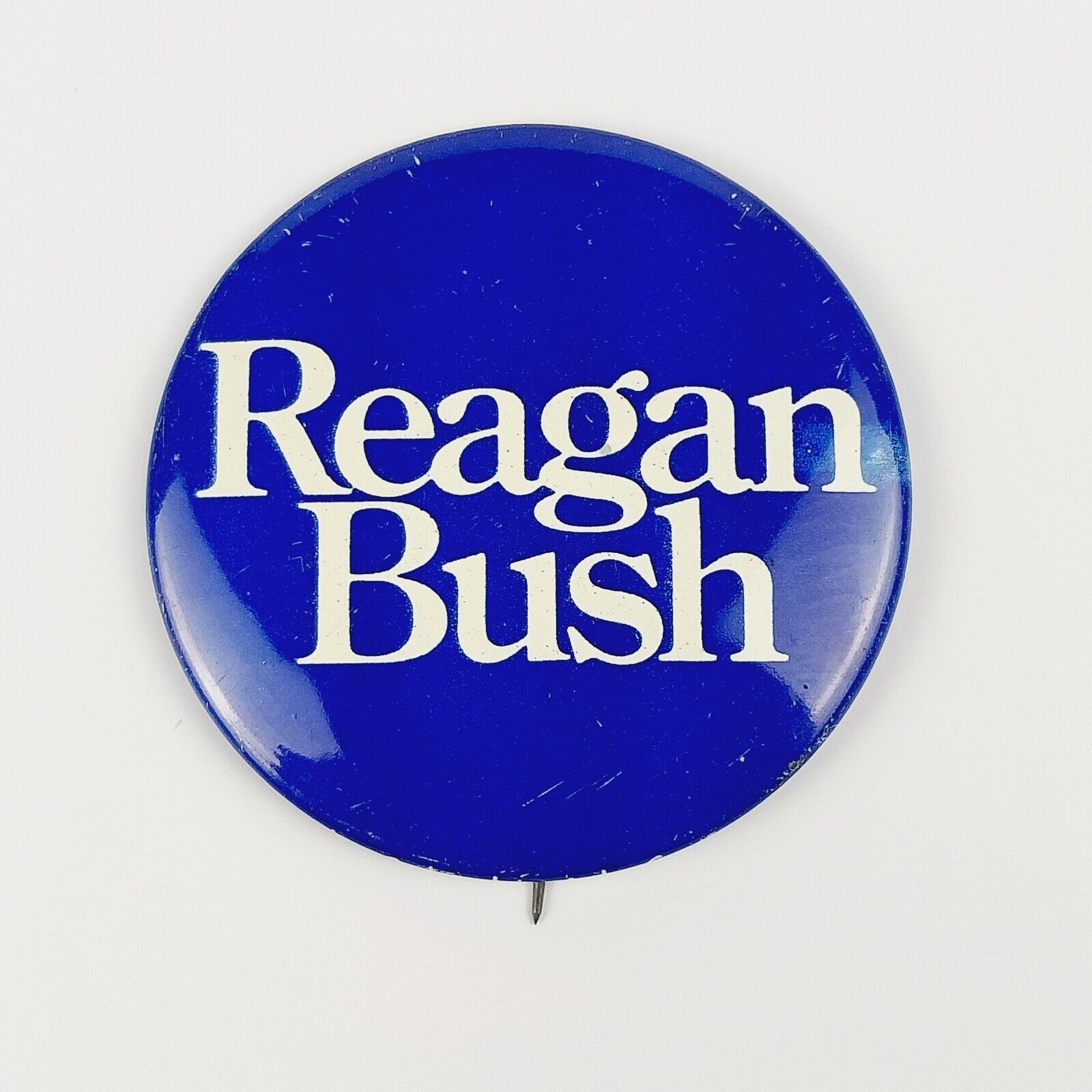 Vintage 1984 Reagan Bush Presidential Campaign Blue Metal Pinback Button Pin