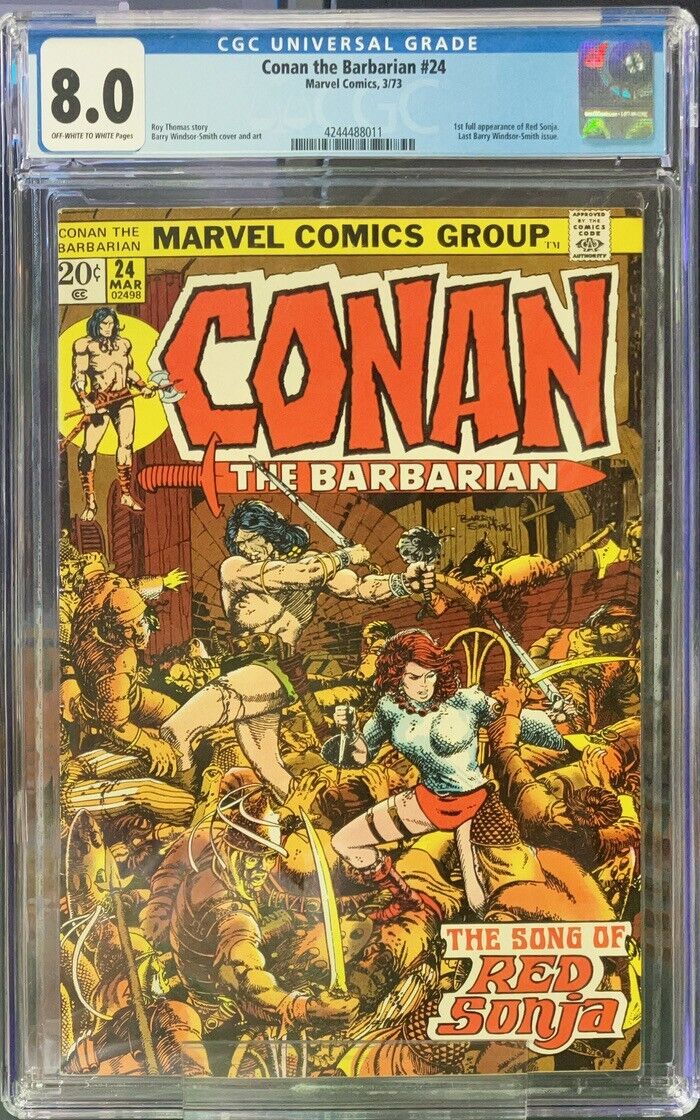 Conan #24 (1973) CGC 8.0 OWW - Barry Windsor Smith - 1st Cover App. Red Sonja