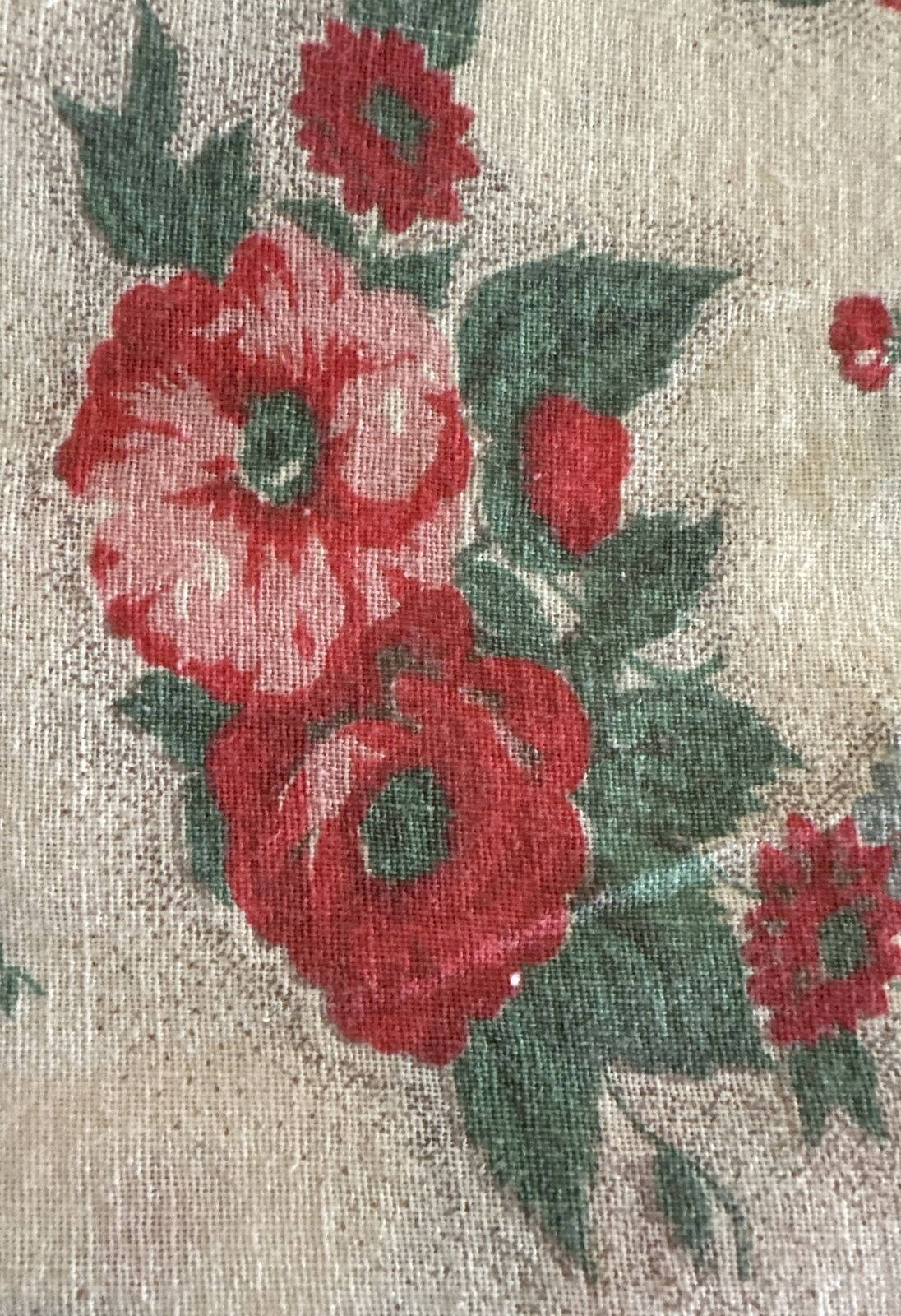 80 Yr Old Indian Cotton Gauze Rose Collage 64x72” Upcycling Crafts Vest Boho Hip