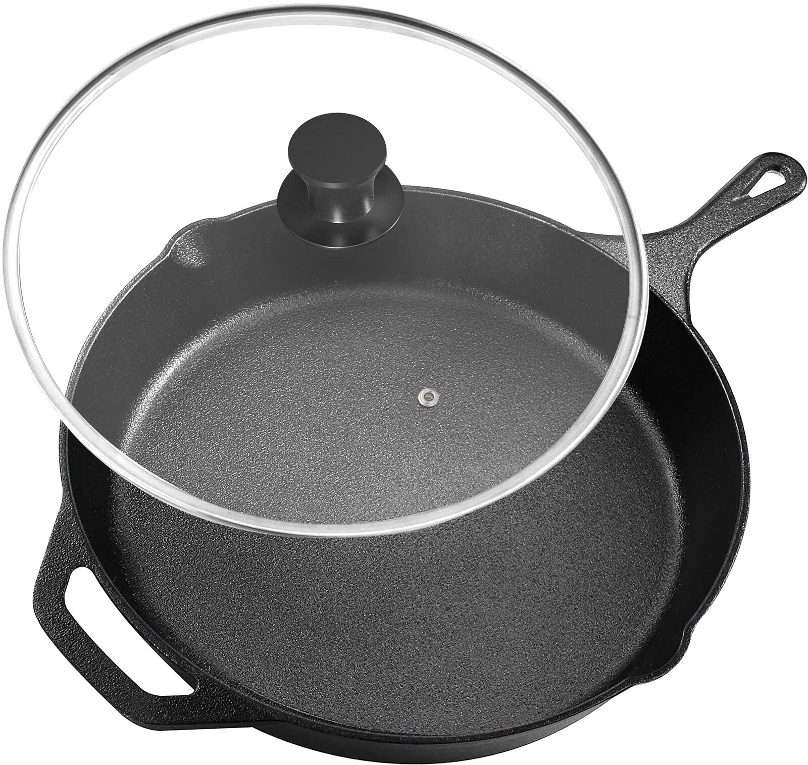 Utopia Kitchen Pre-Seasoned Cast Iron Skillet With Lid - 12 Inch Nonstick Fry...