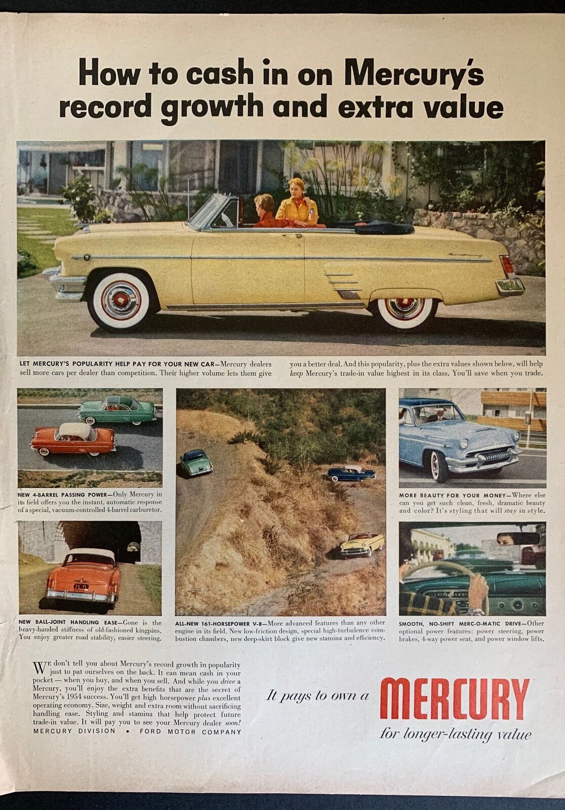 Vintage 1954 Mercury Automobile Ad